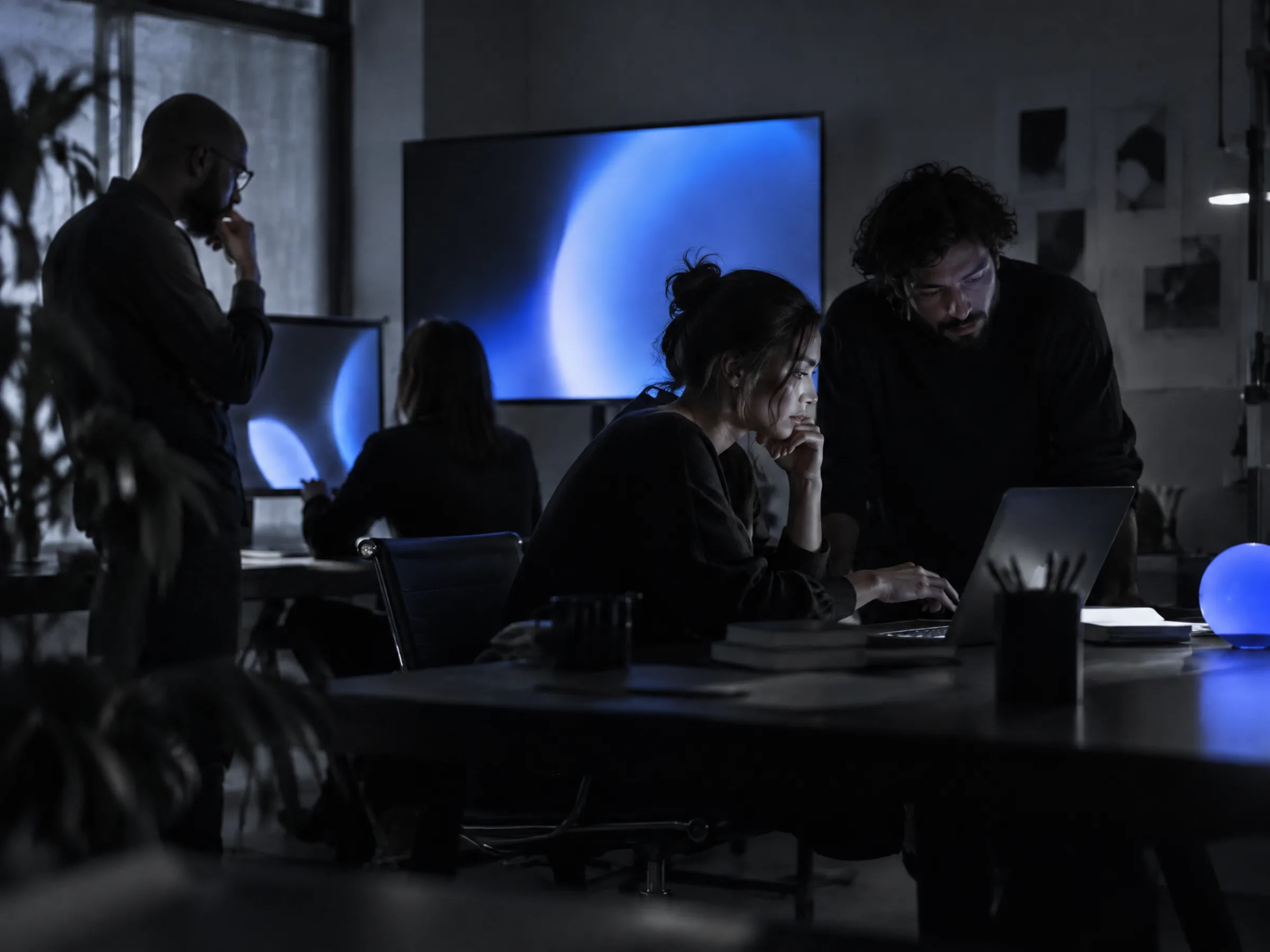 A small team working late in a studio