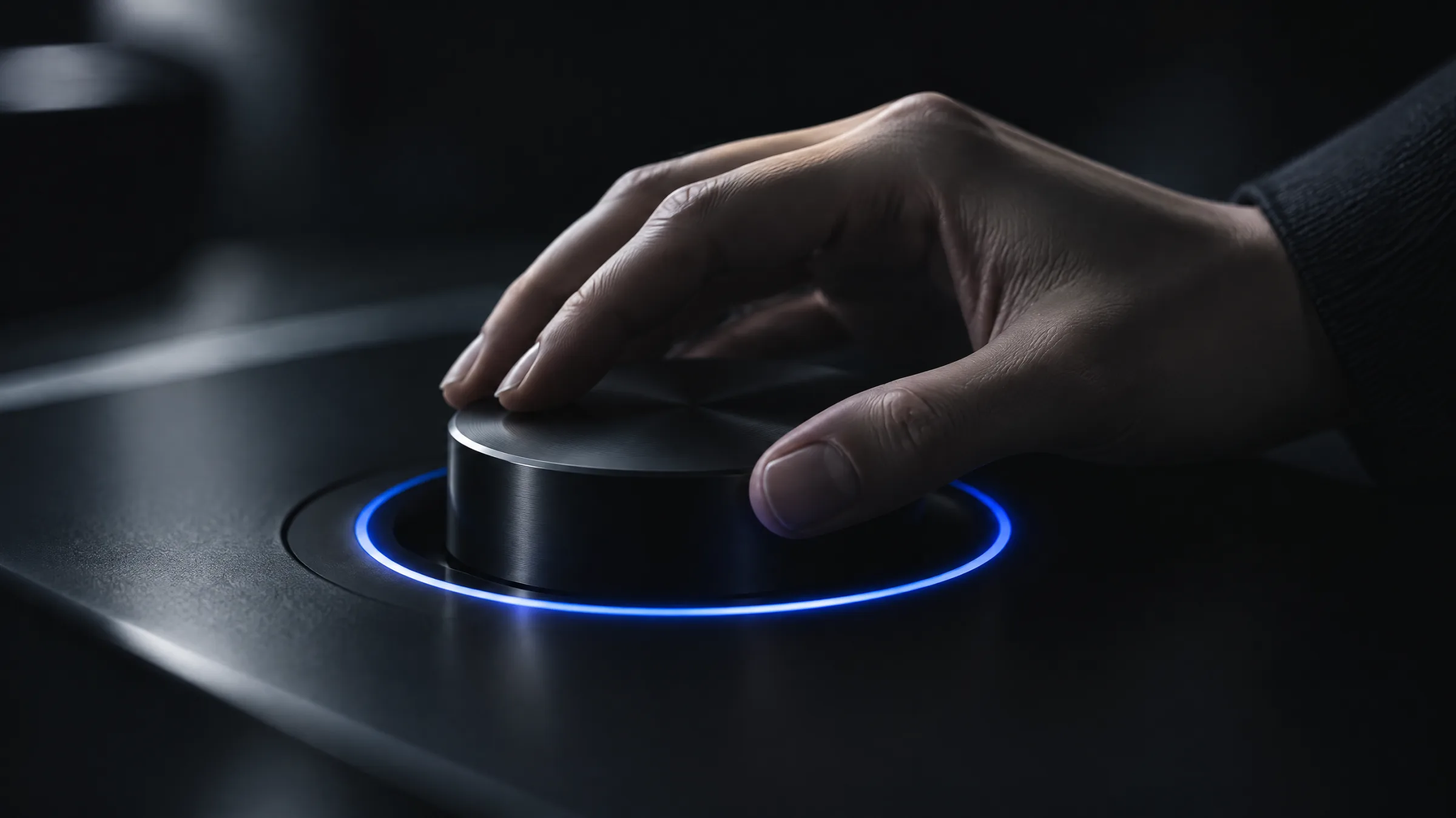 A hand steering a glowing compass