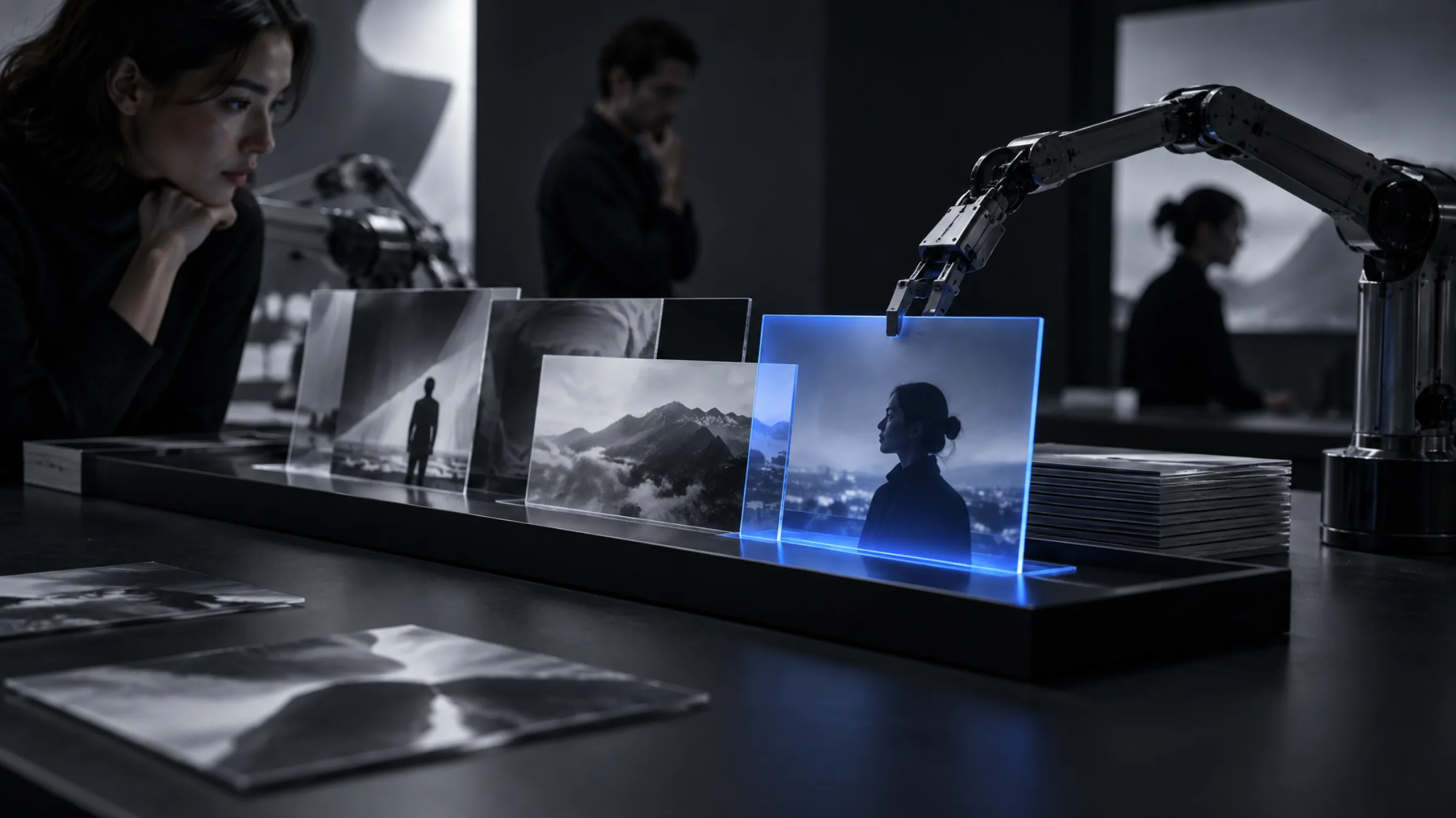 Robotic arms delicately arranging film frames