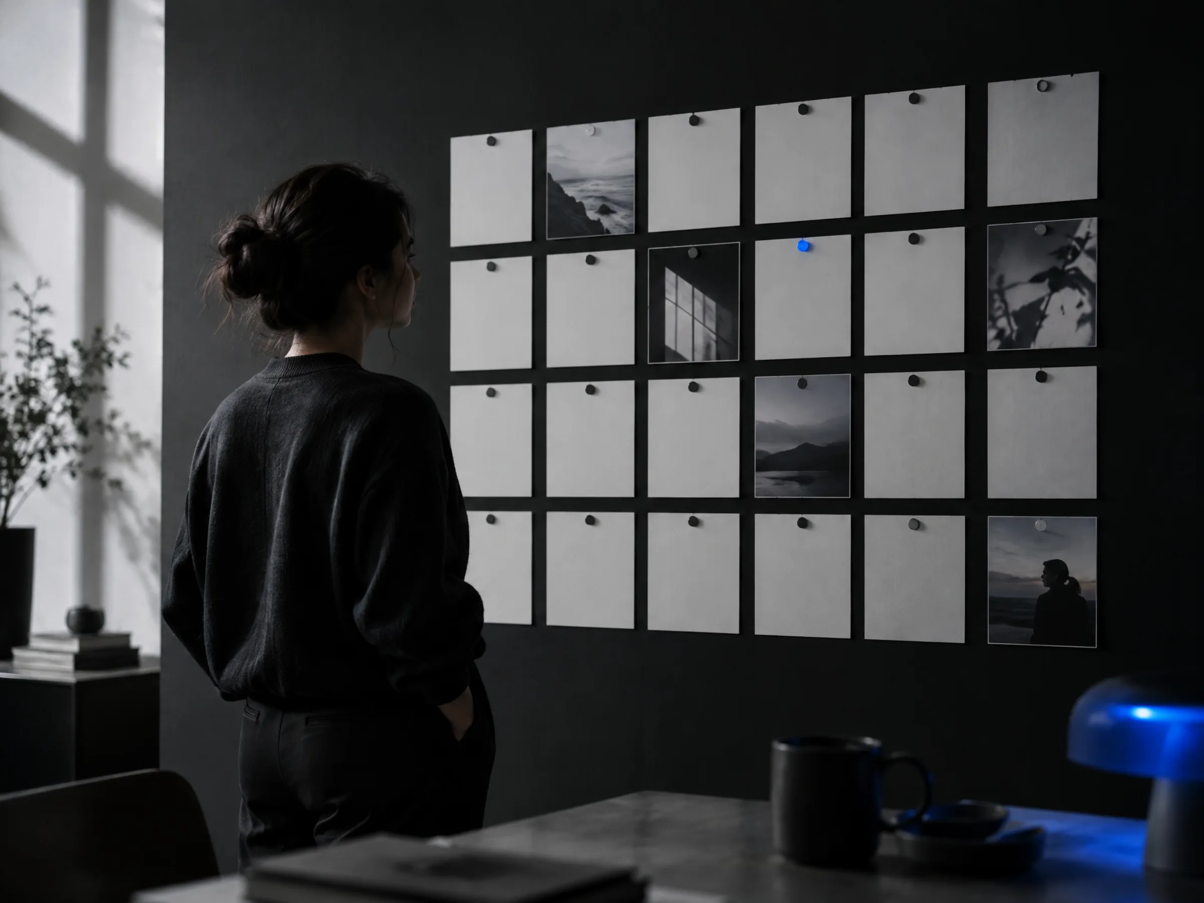 A calendar wall of content cards