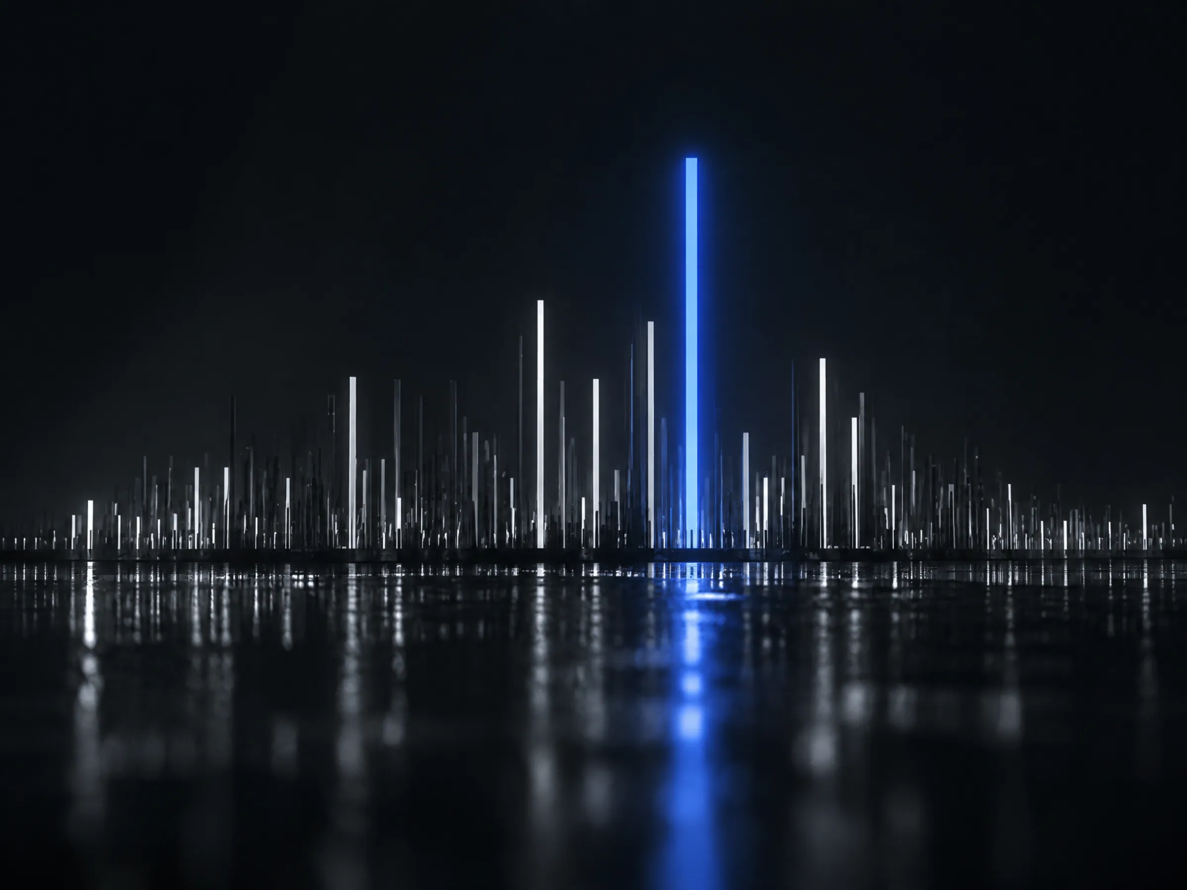 Rising abstract chart of light over a dark landscape