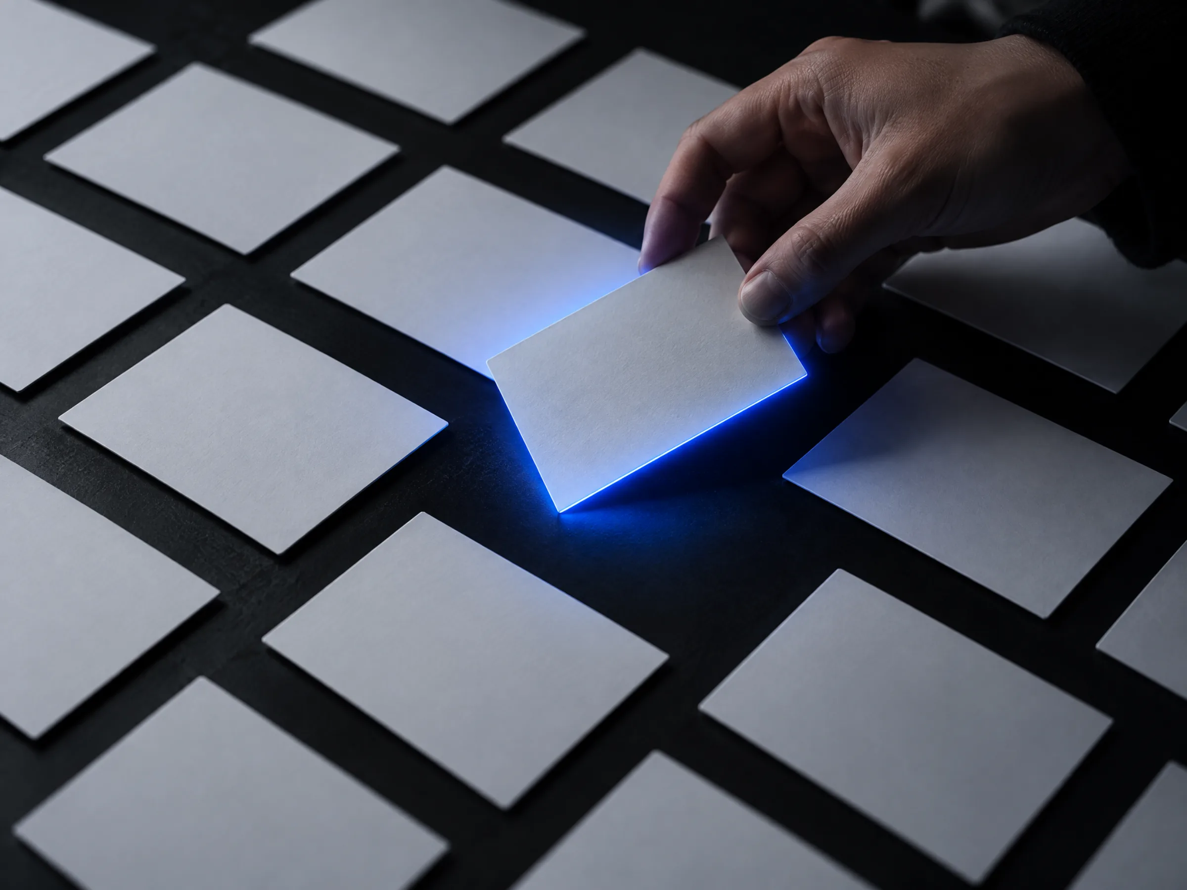 A single highlighted card among many