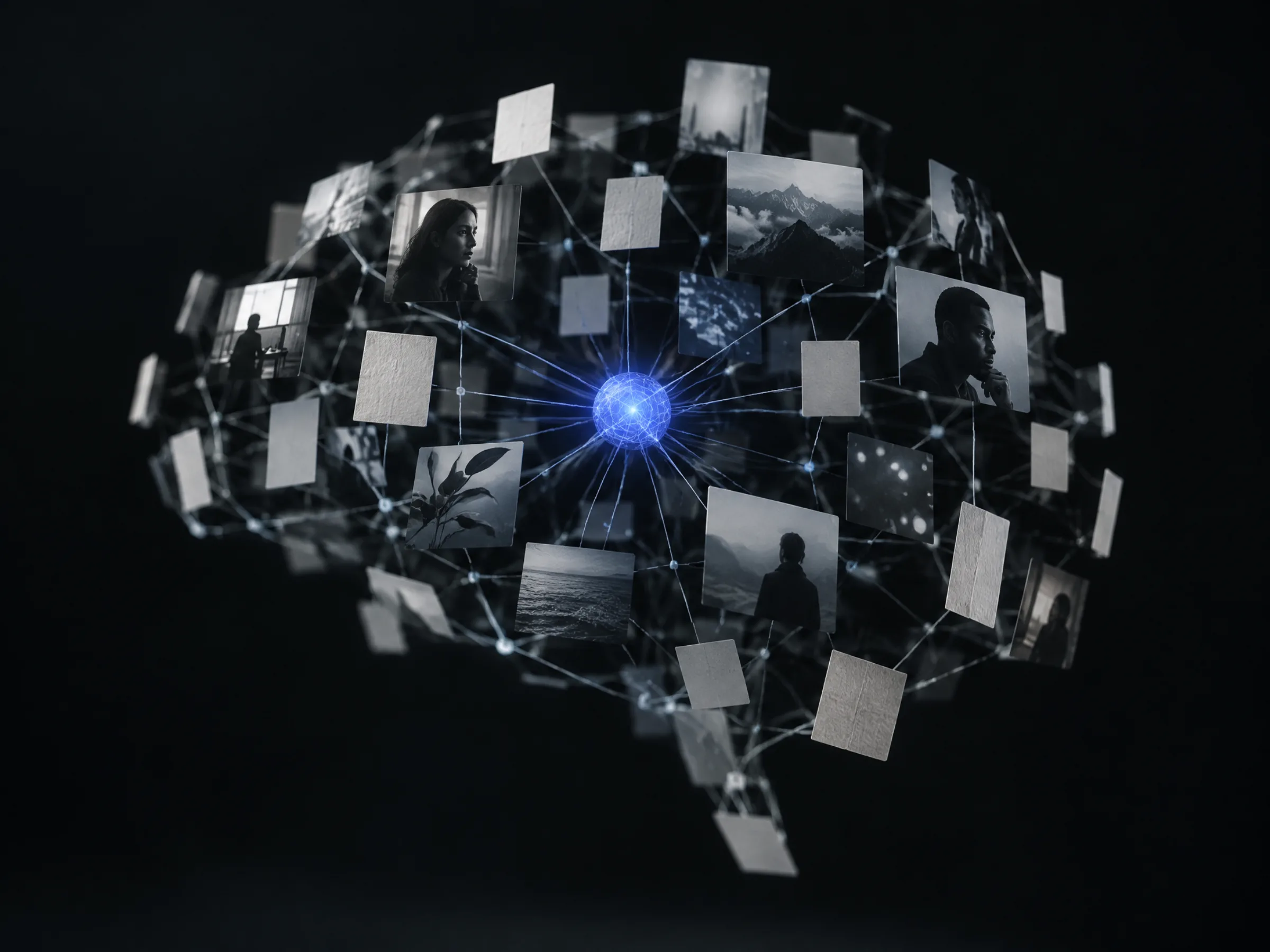 Connected cards forming a brain-like network