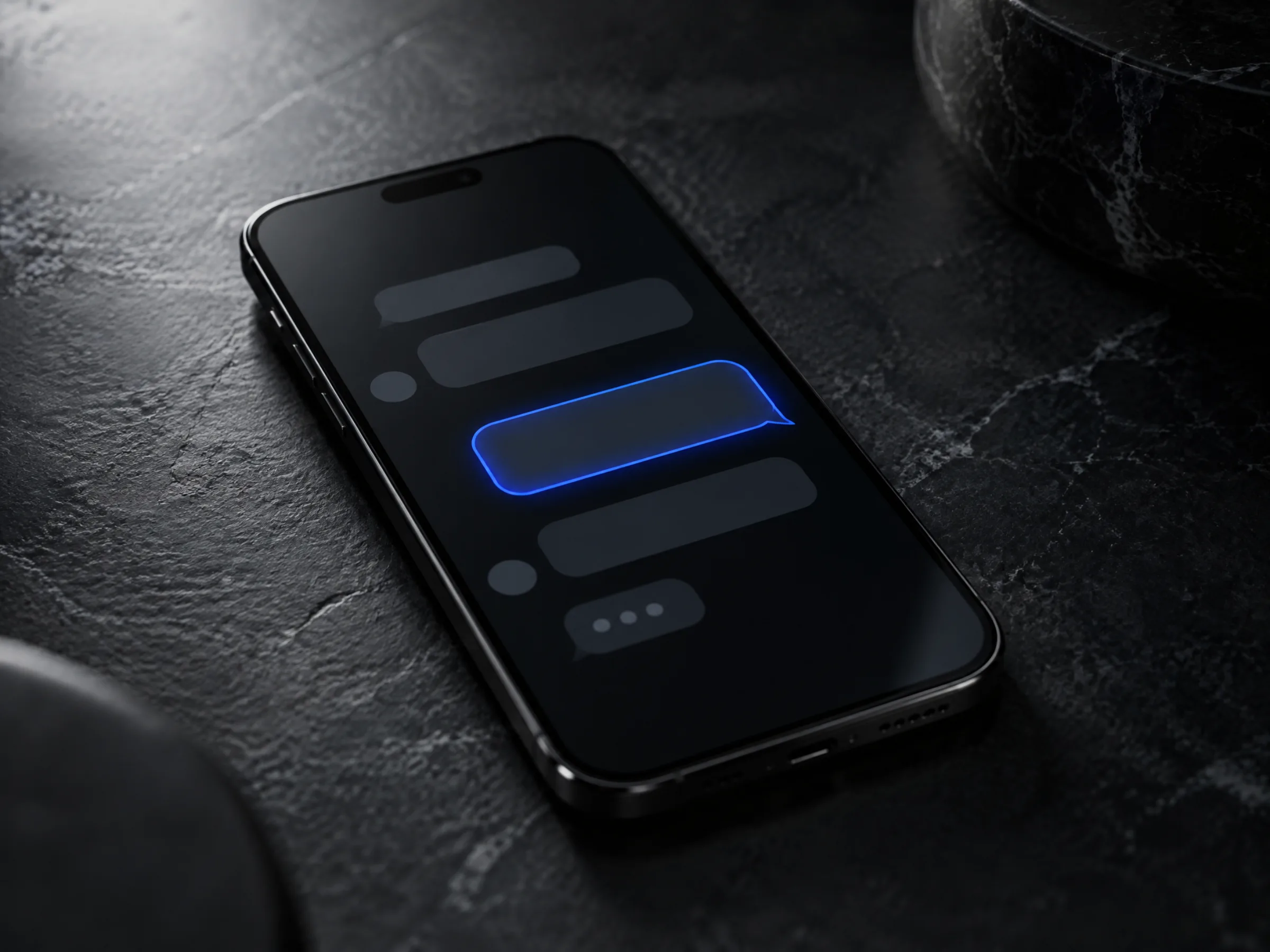 A phone with message bubbles waiting for approval