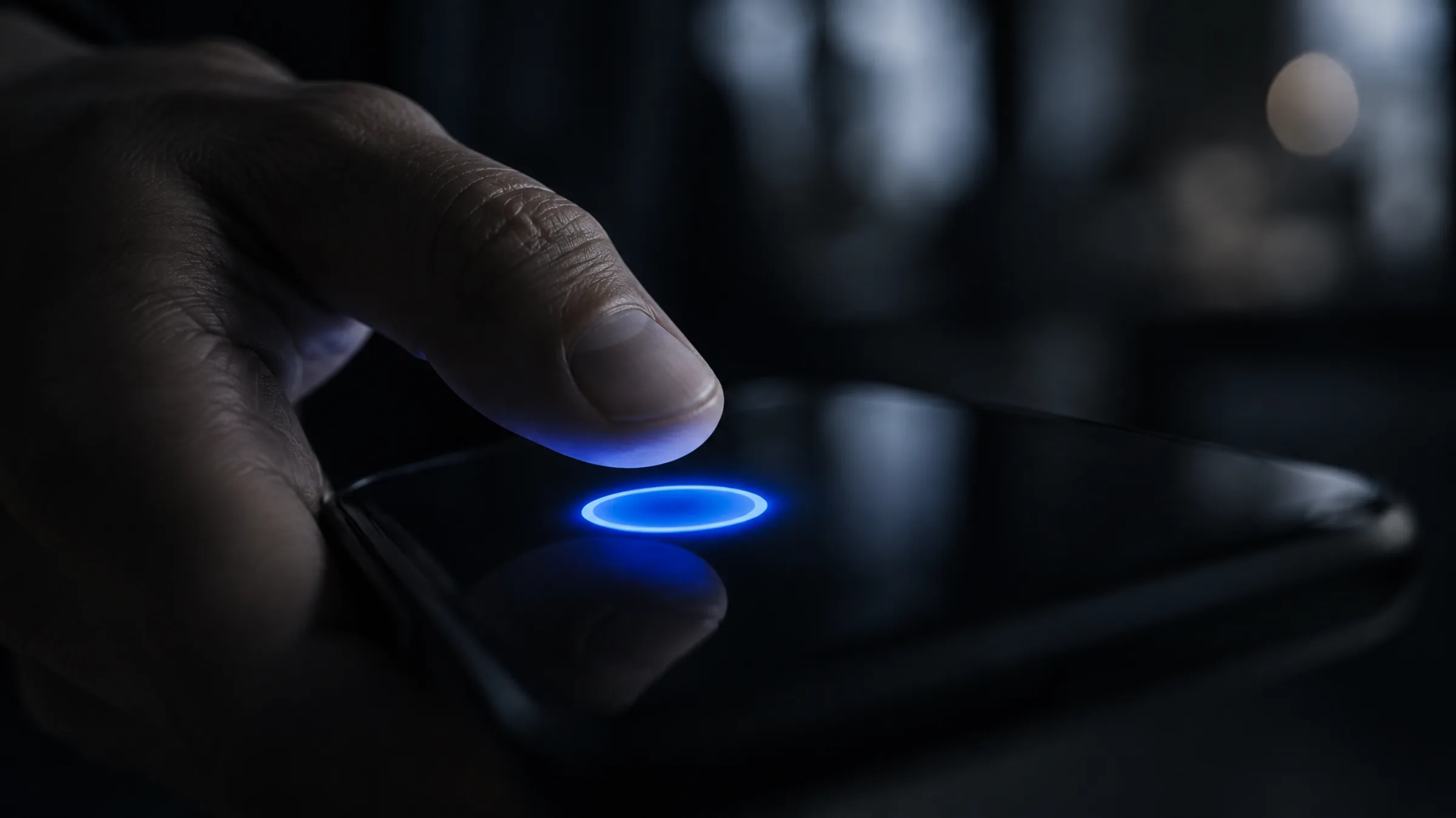 A thumb about to tap an approve button