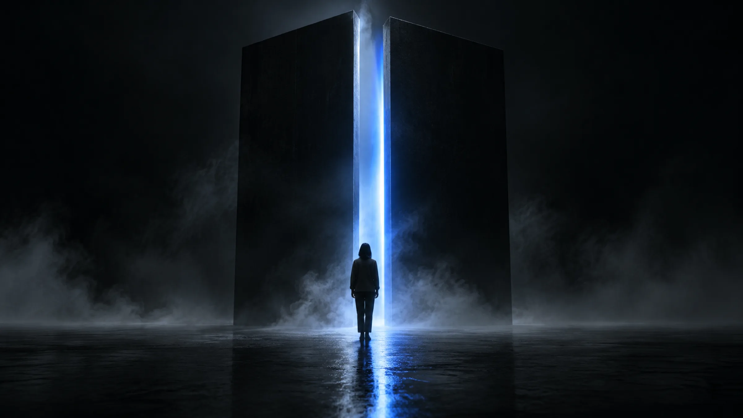 A single light passing through a closed gate