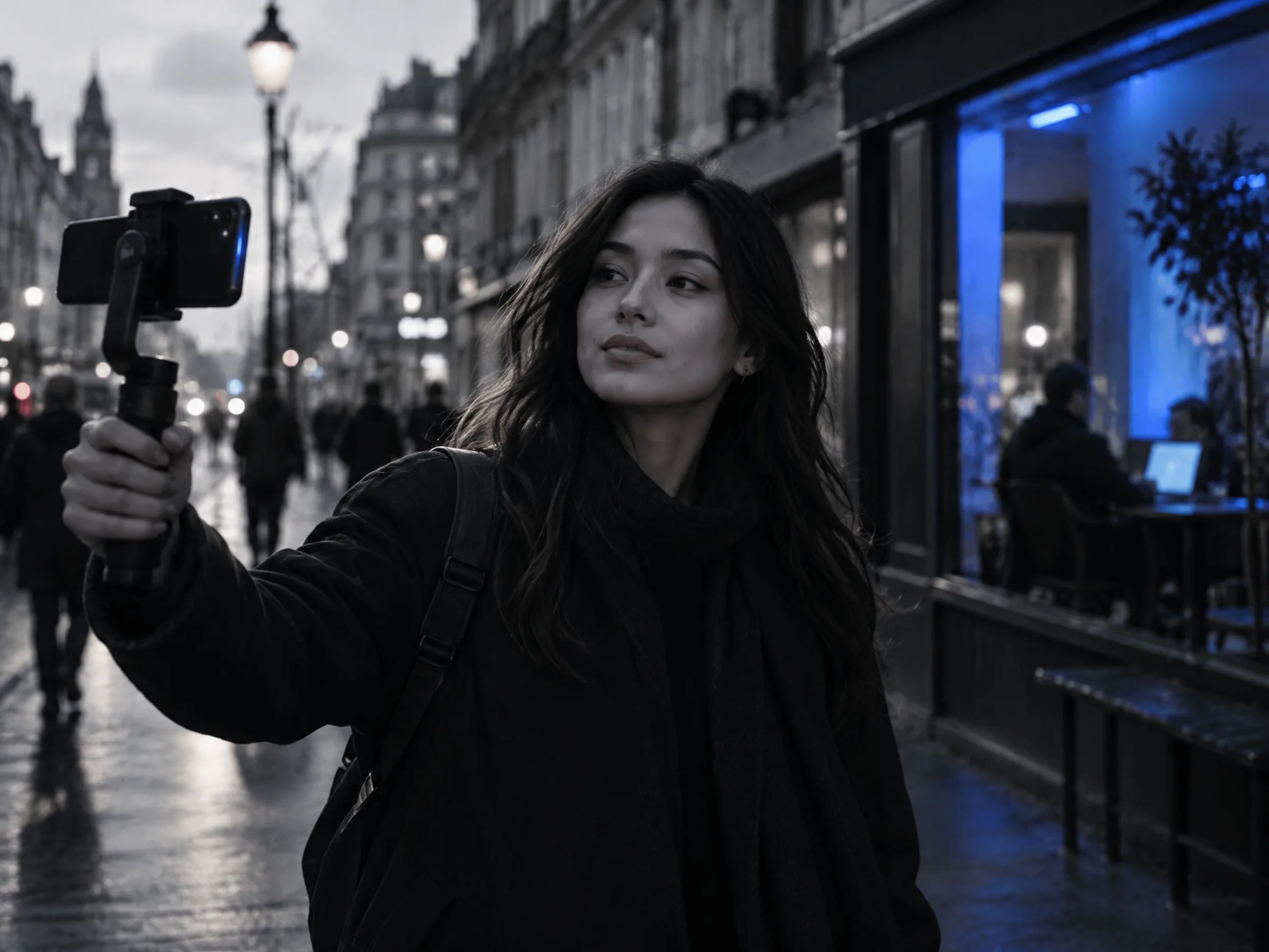 A creator filming outdoors with a phone